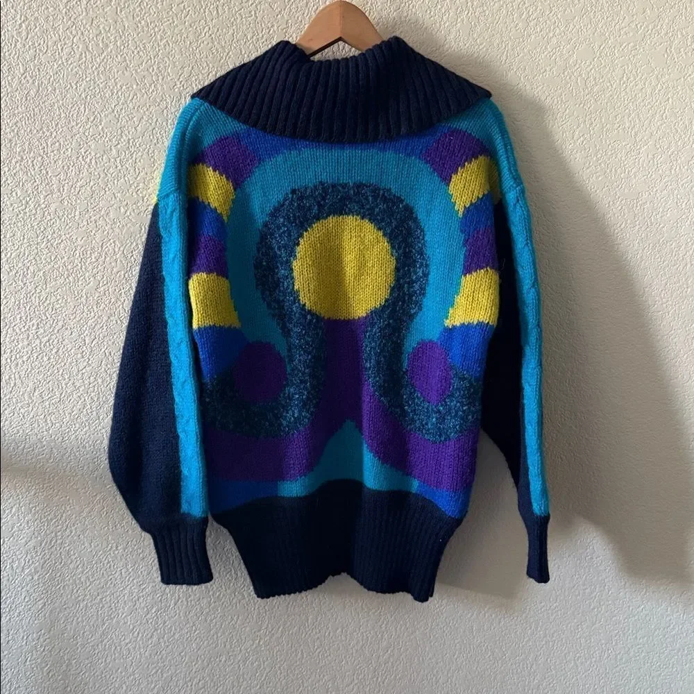 Van Gough Wool Mohair blend  Colorful Women's Sweater with Button-Up Design